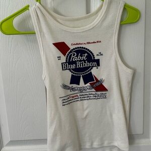 Pabst Blue Ribbon White Tank Top